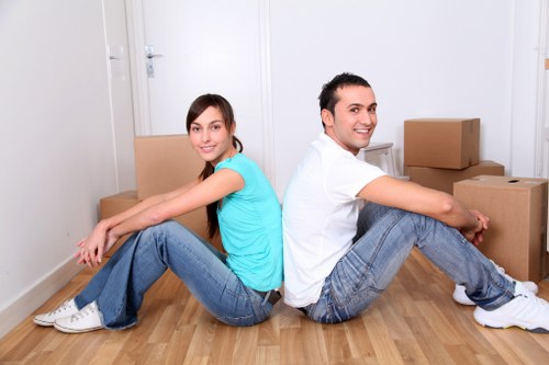 Moving equipment and packed boxes ready for a Pimlico home removal