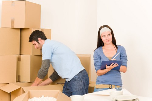Removal van being loaded for a local move in central London