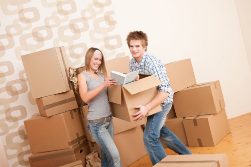 Staff applying safety procedures during a moving job